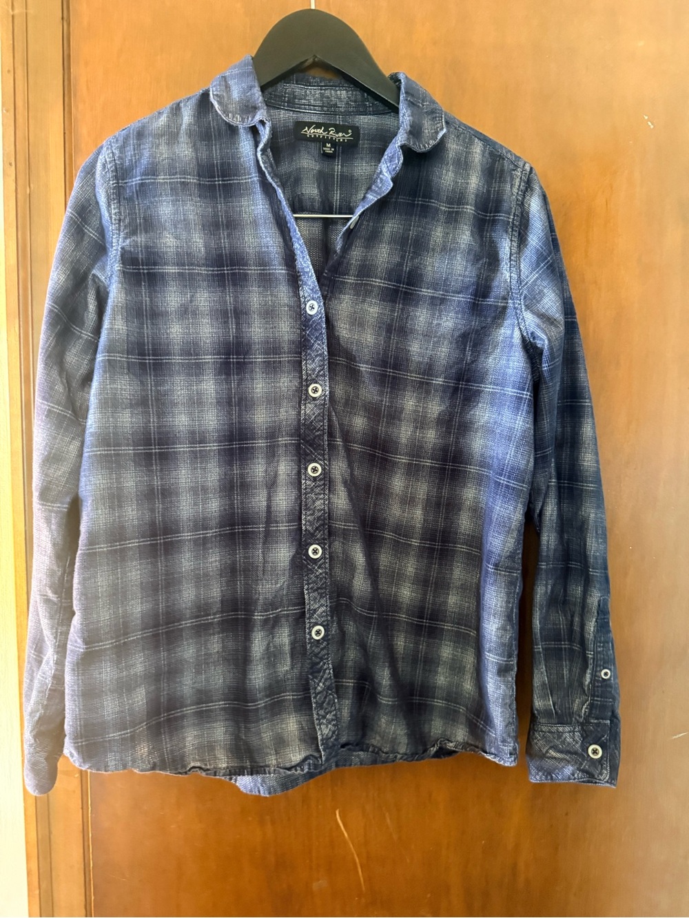 North River Outfitters Navy and Gray Plaid Button-Down Shirt